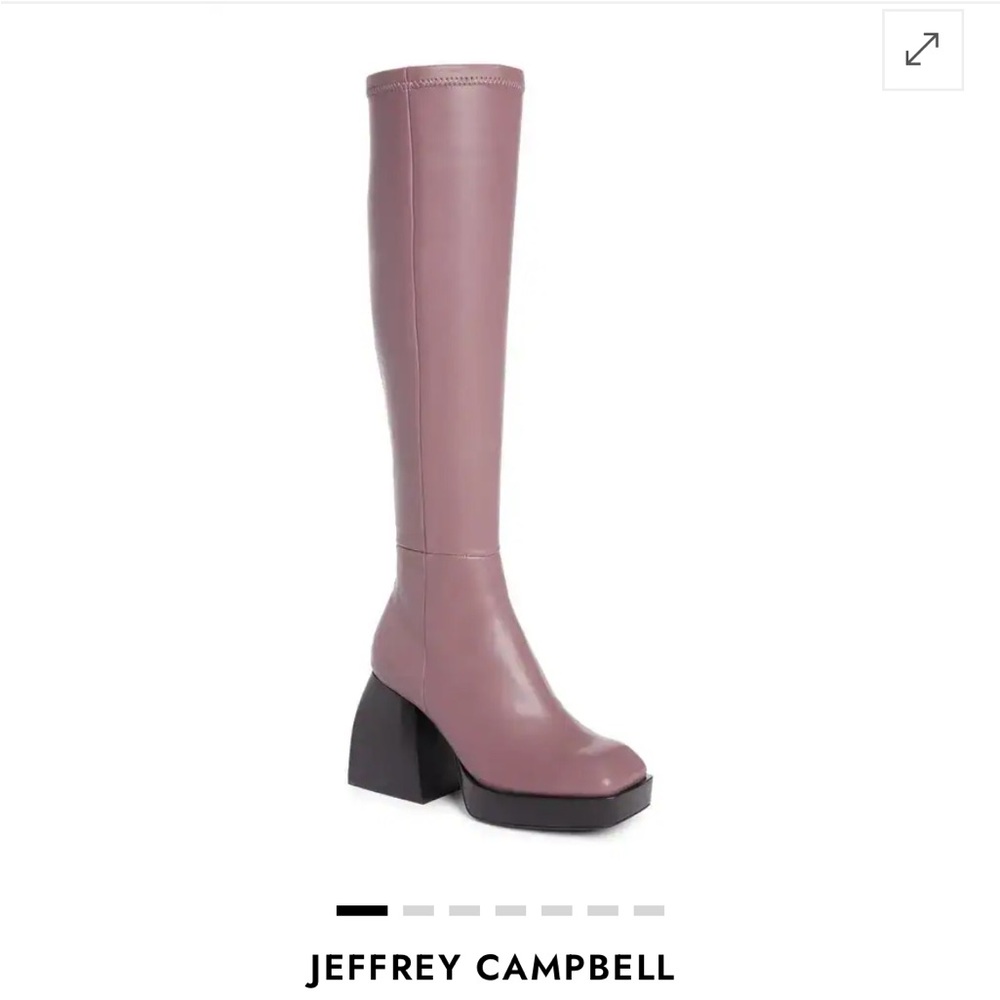 NWT Jeffrey Campbell Dauphin Knee-high Square-toe Heel Boots Size 10 Violet - Picture 3 of 16